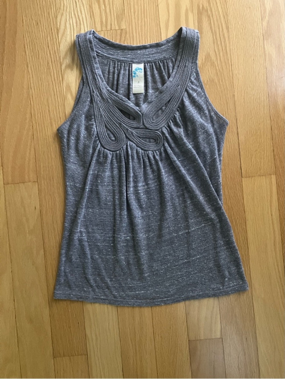 Anthropologie Gray Knit Decorative Neckline Tank